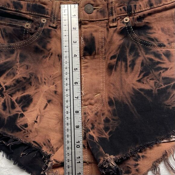 Levis 501 Shorts Womens Zipper Fly Tie Dye High Rise Denim Brown Black Sz 28 - Picture 5 of 12